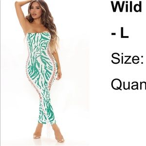 Green & White Zebra MIDI Dress